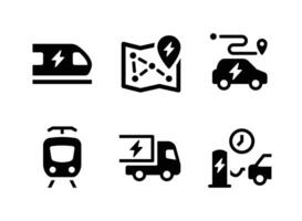 Simple Set of Electric Vehicle Solid Icons vector