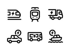 Simple Set of Electric Vehicle Line Icons vector