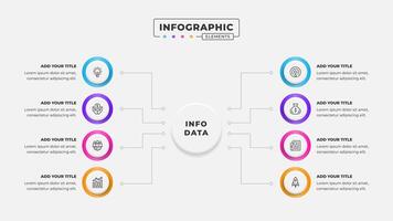 Business circle process infographic design template with 8 steps vector