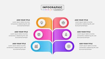 Business process tree infographic design template with six steps vector