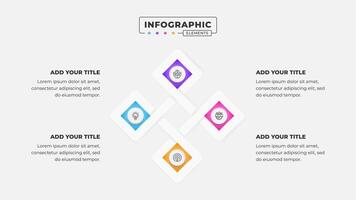 Business process puzzle infographic design template with 4 steps vector