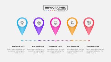 Business timeline infographic design template with 5 steps vector