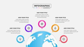 Business process circular infographic design template with 5 steps vector