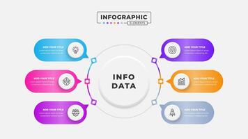 Business process circular infographic design template with 6 steps vector