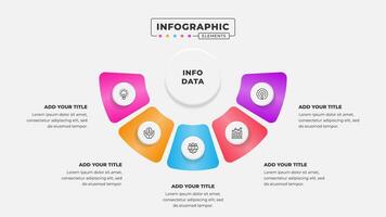 Business circular process infographic design template with 5 steps vector