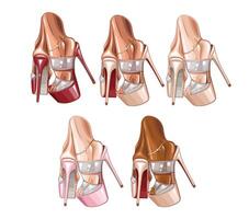 Pole Dance Shoes illustration, Pole Dancer shoes. High Heels. Sport, fitness and gymnastics. Hand drawn art work isolated on white background vector