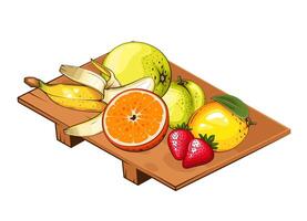 plato con frutas plato de frutas ilustración. orgánico diseño concepto. mano dibujado frutas recopilación. Fruta plato aislado. granja productos vector