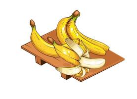 plato con banana. plato de frutas ilustración. orgánico diseño concepto. mano dibujado frutas recopilación. Fruta plato aislado. granja productos vector