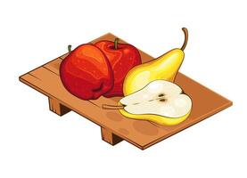 plato con rojo manzanas y peras. plato de frutas ilustración. orgánico diseño concepto. mano dibujado frutas recopilación. Fruta plato aislado. granja productos vector