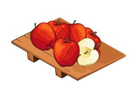 plato con rojo manzanas plato de frutas ilustración. orgánico diseño concepto. mano dibujado frutas recopilación. Fruta plato aislado. granja productos vector