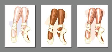 Pointe shoes. Ballerina illustration, Gymnastics girl. Ballet shoe set. Hand drawn art work isolated on white background vector