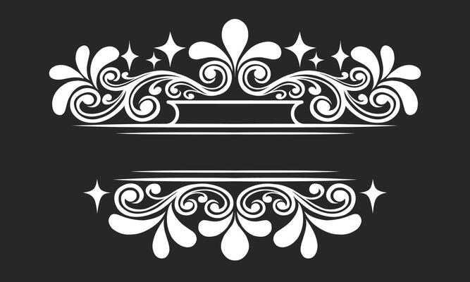 Ornament floral design element for frame, border, and wedding with vintage style