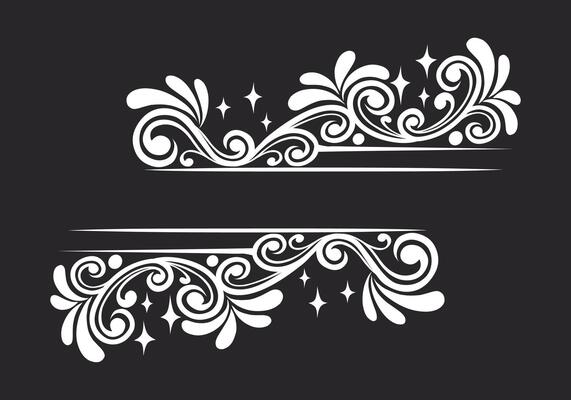 Ornament floral design element for frame, border, and wedding with vintage style