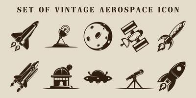 set of aerospace vintage icon illustration template graphic design. bundle collection of various astronomy sign or symbol for future technology astrology with retro style vector