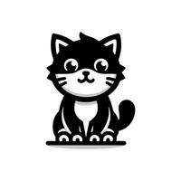 Cat cute logo design inspiration, Black cat logo illustration vector