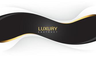 Abstract luxury black gold line banner curve on white grey shadow design modern creative elegance background vector