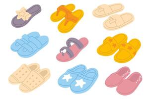 set of summer slippers vector