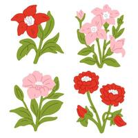 set of doodle flowers vector
