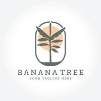 Banana Tree Logo, Tropical Fruit Plant Flat Silhouette Template Illustration Design vector