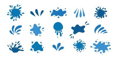 Water drops and splash silhouette collection in simple doodle style. Set different liquid shapes and silhouette. vector