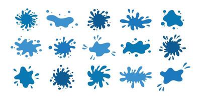 Water drops and splash silhouette collection in simple doodle style. Set different liquid shapes and silhouette. vector