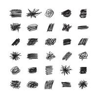 Hand drawn collection pen, pencil, charcoal simple shapes. Doodle set different design elements in grunge style. vector
