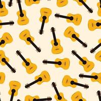 Seamless pattern with guitar.Stringed musical instrument. illustration in flat style. Cute minimalistic pattern. For textiles and packaging. vector