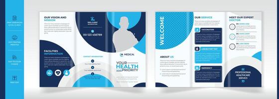 Medical service trifold brochure design vector