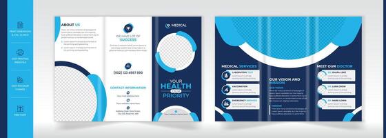 Home care trifold brochure template and Unique trifold brochure design vector