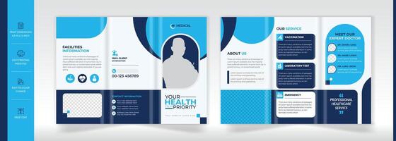 Modern medical trifold brochure template With A4 design vector