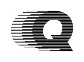 Q Alphabet Logo Line Speed Abstract Optical Illusion Stripe Halftone Symbol Icon Illustration vector