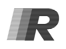 r alfabeto logo línea velocidad resumen óptico espejismo raya trama de semitonos símbolo icono ilustración vector