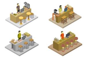 Bar counter isometric on white background vector