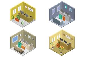 Hotel reception isometric on white background vector