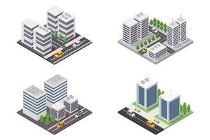 Isometric cities on white background vector