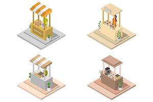 Coffee kiosk isometric on white background vector