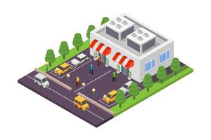 Isometric shopping center on white background vector