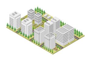 ciudad isométrica sobre fondo blanco vector