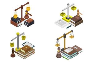 Justice isometric on white background vector