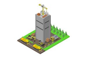 Building under construction isometric on white background vector