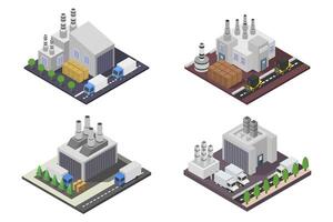 isométrica industrias en blanco antecedentes vector