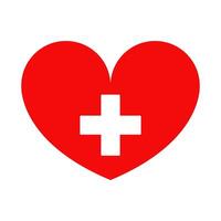 Heart medical cross on white background vector
