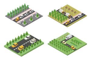 Isometric roads on white background vector
