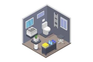 Isometric bathroom on white background vector