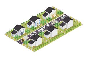 Home village isometric on white background vector