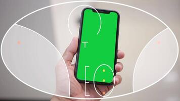 glasögon progressiv linser på telefon grön skärm i optisk Lagra, glasögon progressiv lins begrepp video