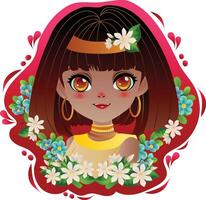 cute jasmine girl cartoon character vector