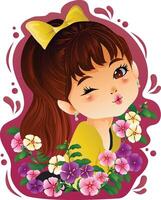 cute vinca girl cartoon characters vector