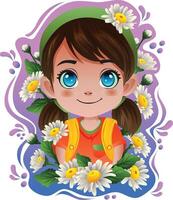 cute daisy girl cartoon character vector