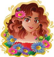 hermosa exótico niña aster dibujos animados personaje vector